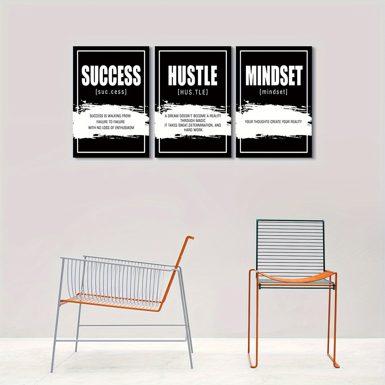 GLWDME 3 pósteres de lienzo de éxito de 40 x 50 cm, pintura de pared con cita inspiradora motivacional, para dormitorio, sala de estar, pasillo (con marco interior)