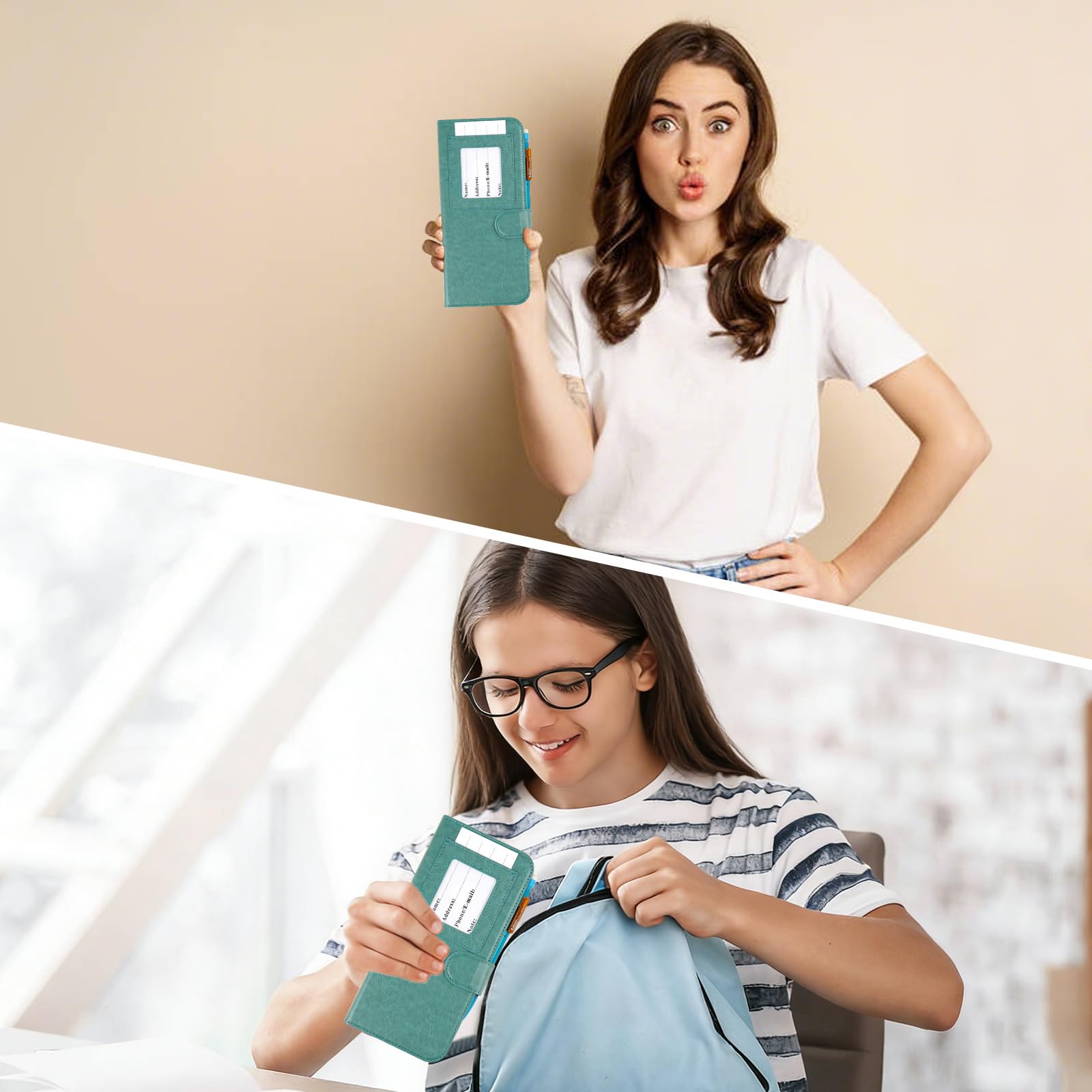 YouKnow Étui de protection en cuir synthétique compatible avec calculatrice graphique couleur Texas Instruments TI-84 Plus CE avec fente pour carte d'identité (étui uniquement) (vert)