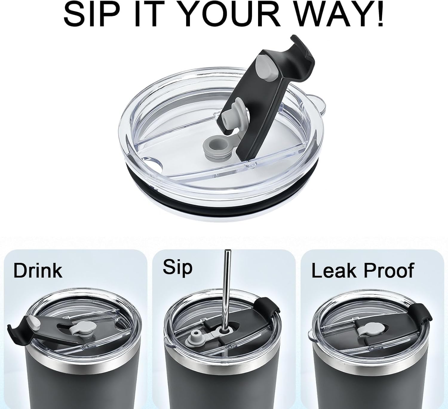 2Pack Replacement Lids Compatible with Hydro Flask Tumbler 40oz 32oz, Splash-Proof, BPA Free Replacement Reusable Tumbler Cover - Image 4