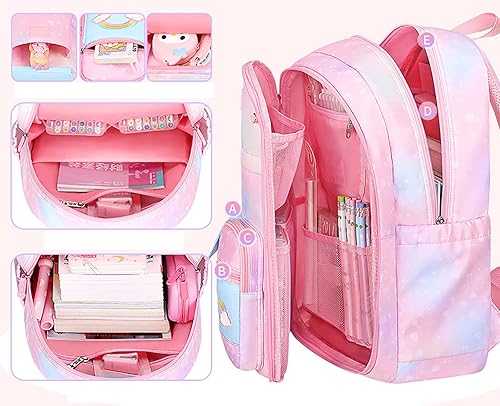 Miniatura 3 de CILREA Mochila rosa, mochilas kawaii, mochilas para computadora portátil, mochila escolar antirrobo, mochila de viaje grande, Rainbow Gradient