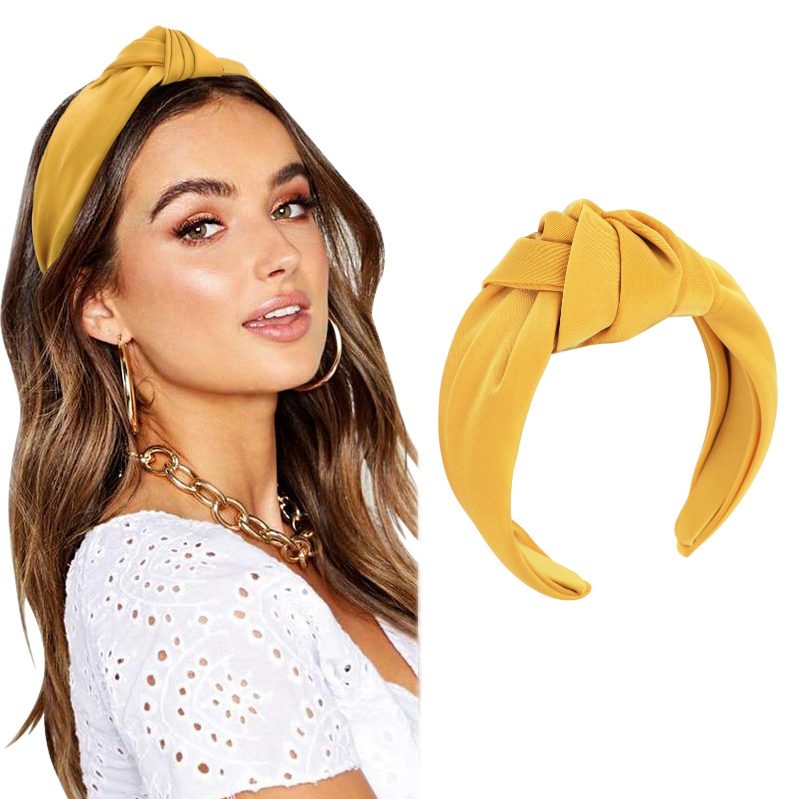 DRESHOW Headbands for Women Girls Knotted Elastic Hair Band Fashion Fabric Hairbands Cute Top Knot Head Band