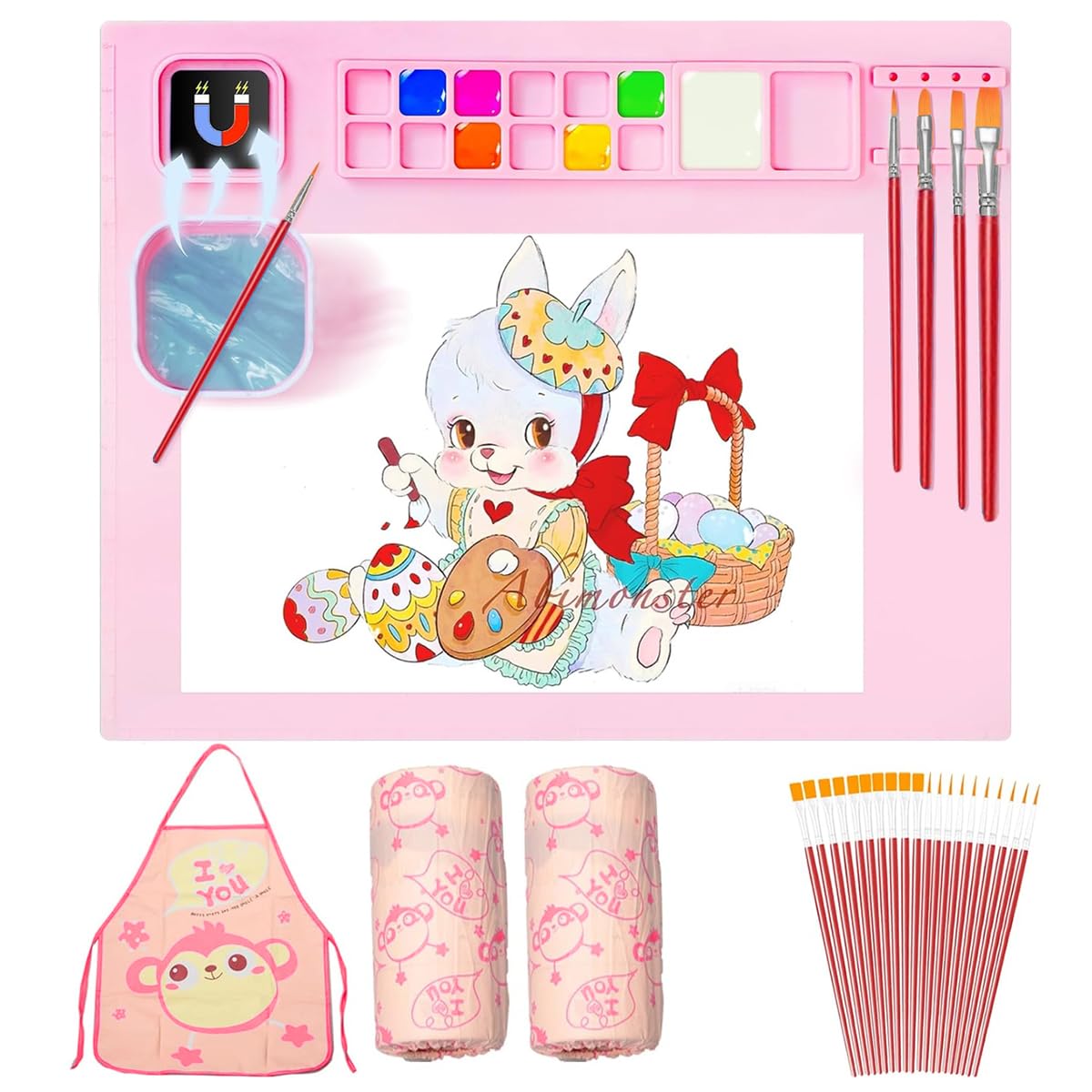 HASTHIP® 50*40cm Silicone Craft Mat Kit for Painting, Play Doh and Clay for Kids, Non-Stick Multipurpose Silicone Sheet with with 1x Apron, 1 Pair Oversleeve, 20pcs Brushes, Childrens Day Gift (B0CWLDHJC2) Amazon Price History, Amazon Price Tracker