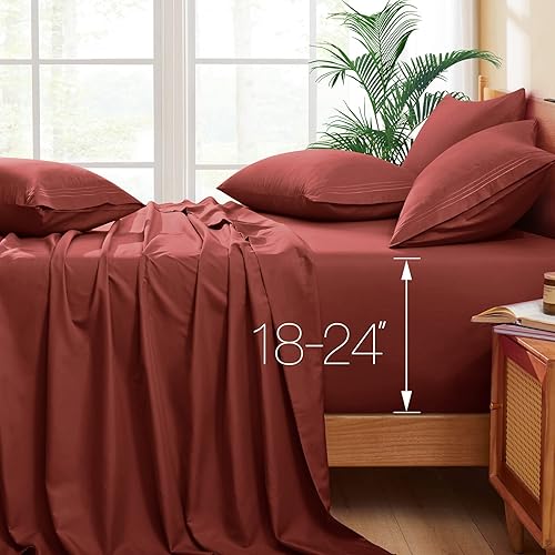 Horbaunal Sábanas de bolsillo extra profundo, se adapta a colchones de 18 a 24 pulgadas de profundidad, juego de sábanas de microfibra de 6 piezas Horbaunal Sábanas de bolsillo extra profundo, se adapta a colchones de 18 a 24 pulgadas de profundidad, juego de sábanas de microfibra de 6 piezas