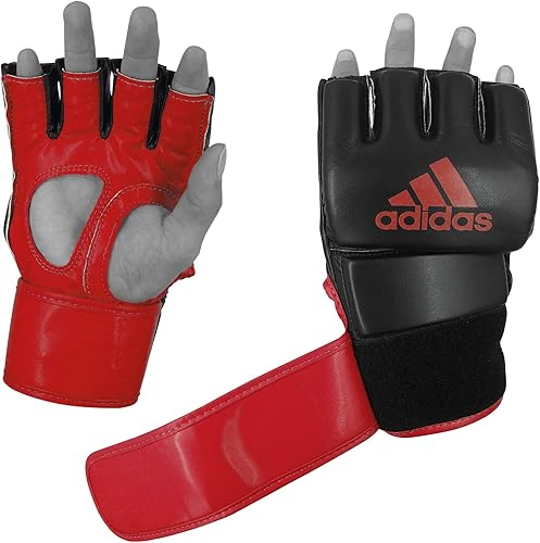 adidas MMA - Guantes de entrenamiento con gancho y bucle MMA para hombres, mujeres, unisex, guantes con palma abierta para MMA, boxeo, kickboxing,