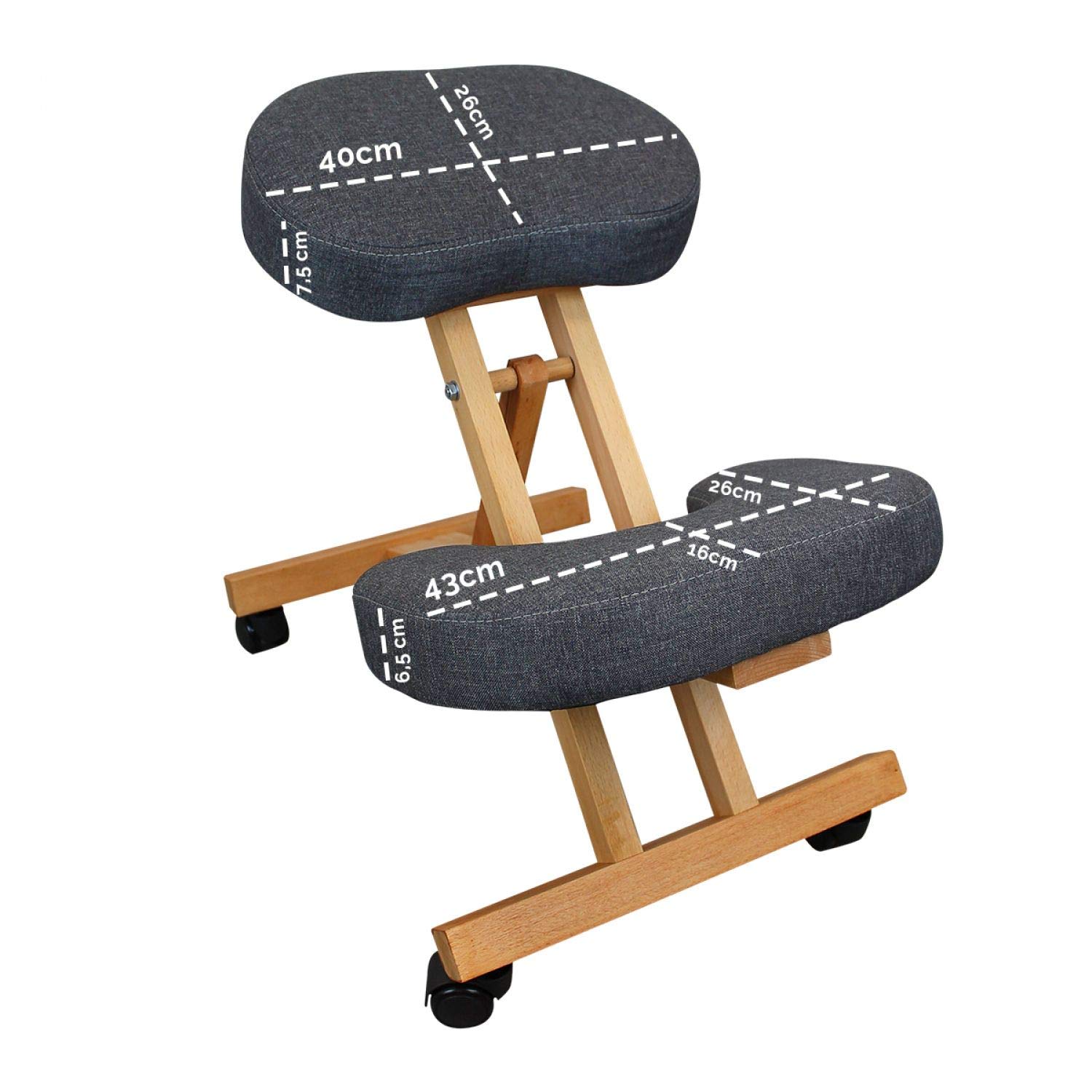 Vivezen - Tabouret, Chaise Ergonomique, siège Assis Genoux en Bois Pliable et réglable - 3 Coloris
