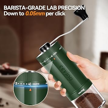 CEVING World's First 60g Large Capacity Manual Coffee Grinder, Green