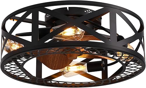 Miniatura 9 de Ventiladores de techo enjaulados de 20 pulgadas con luces, moderno ventilador de techo regulable con control remoto de luces, ventilador de techo