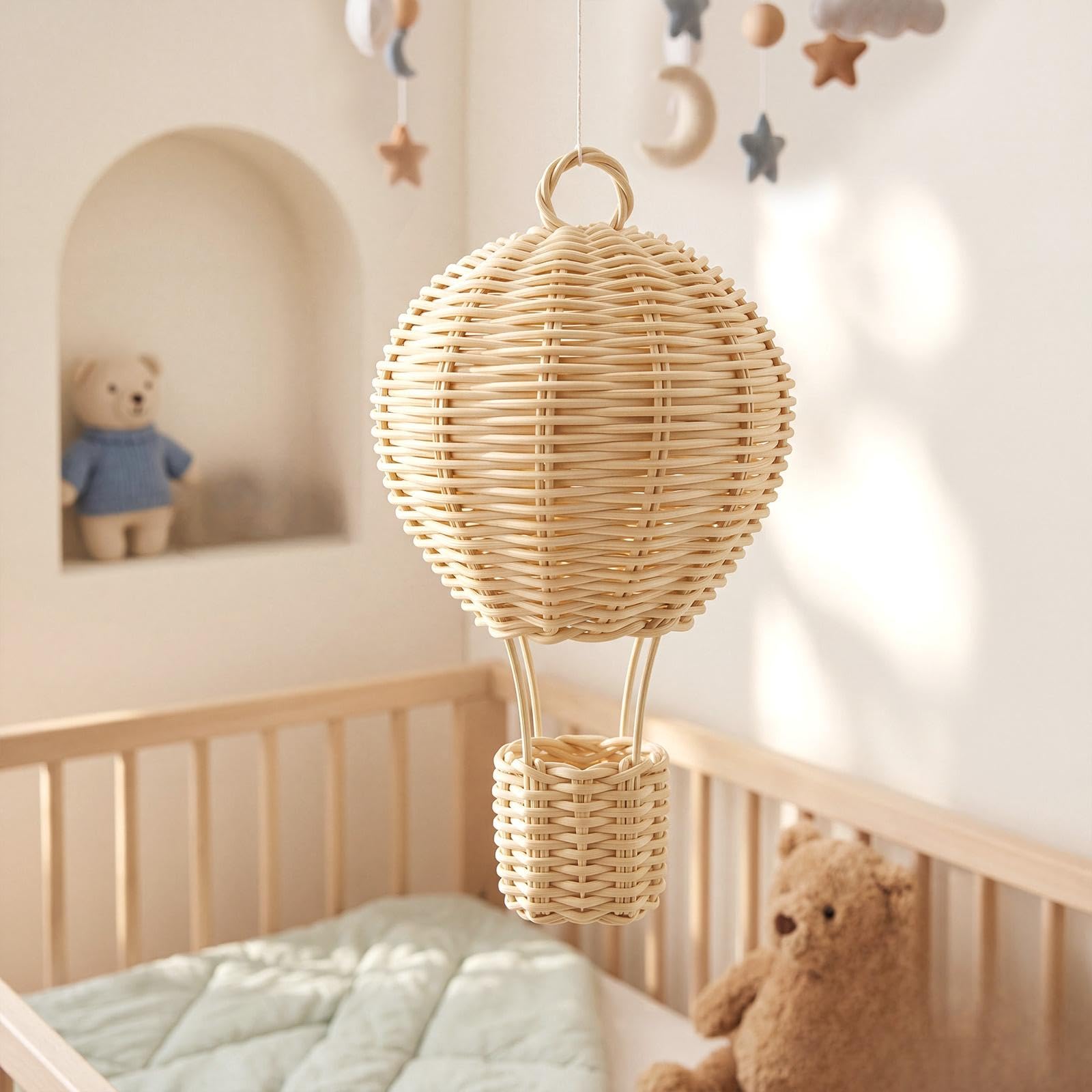Photo 1 of Baquler Rattan Woven Hot Air Balloon Decor, 1 Pc, Small