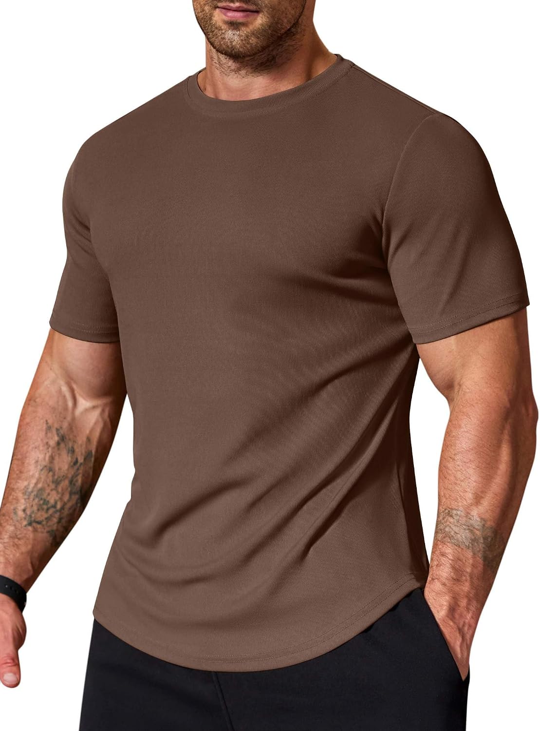 COOFANDY Mens Muscle T Shirts Short Sleeve Slim Fit Tshirts Gym Workout Athletic Crewneck Shirt