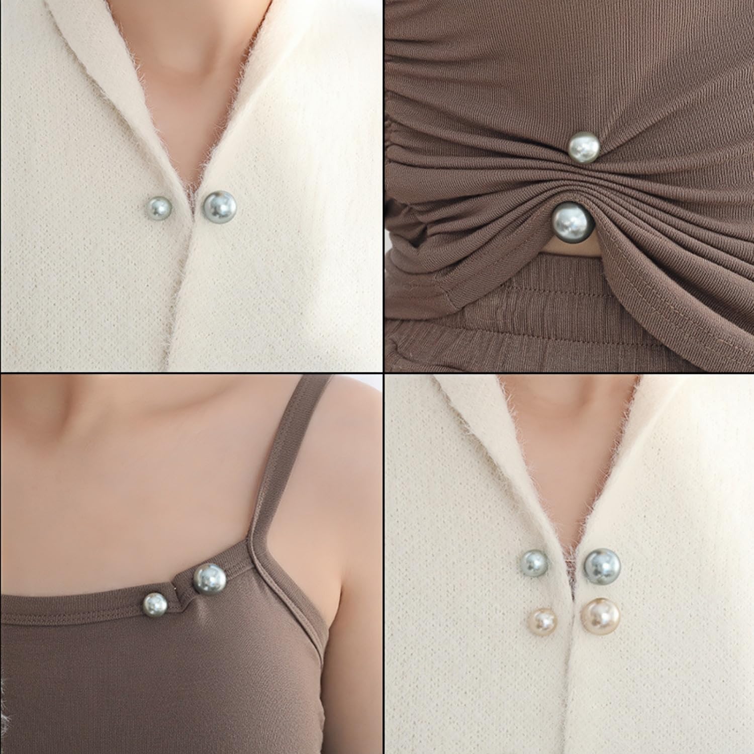 Spilla Da Balia In Acciaio Legato Con Perle Artificiali E Cristalli - Set Da 4 Per Donna, Accessorio Elegante Per Maglioni, Cappotti, Sciarpe E Borse