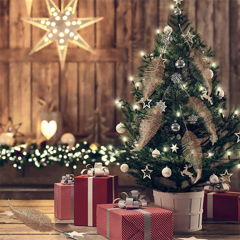 Lot de 4 pics à paillettes en plumes pour sapin de Noël - 40