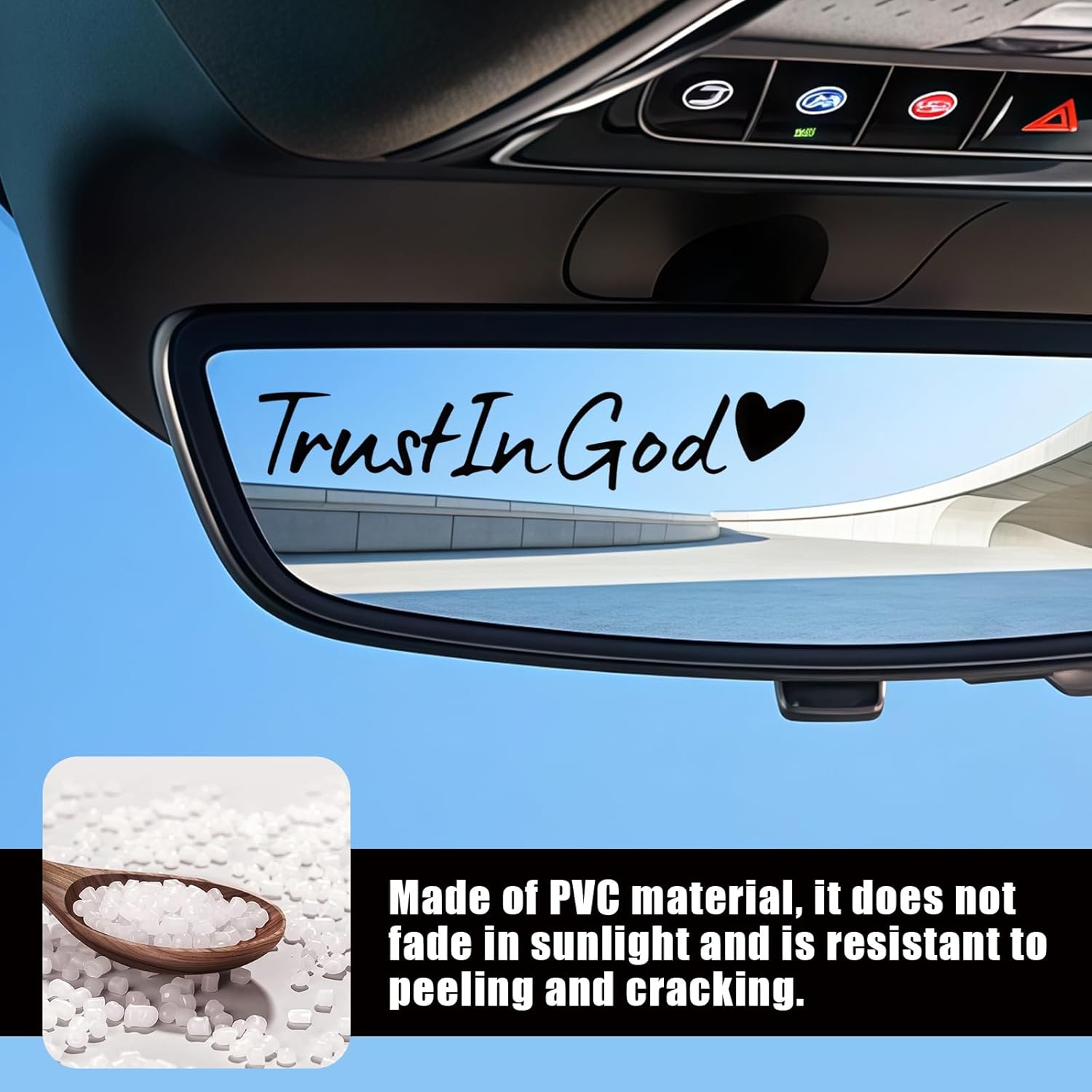 Car Decals 4 PC Trust in God Rearview Mirror Sticker, Waterproof Vinyl Decals, Christian Car Accessories for Women, Cute Auto Decor Fits Most Vehicles (Black) - Image 4