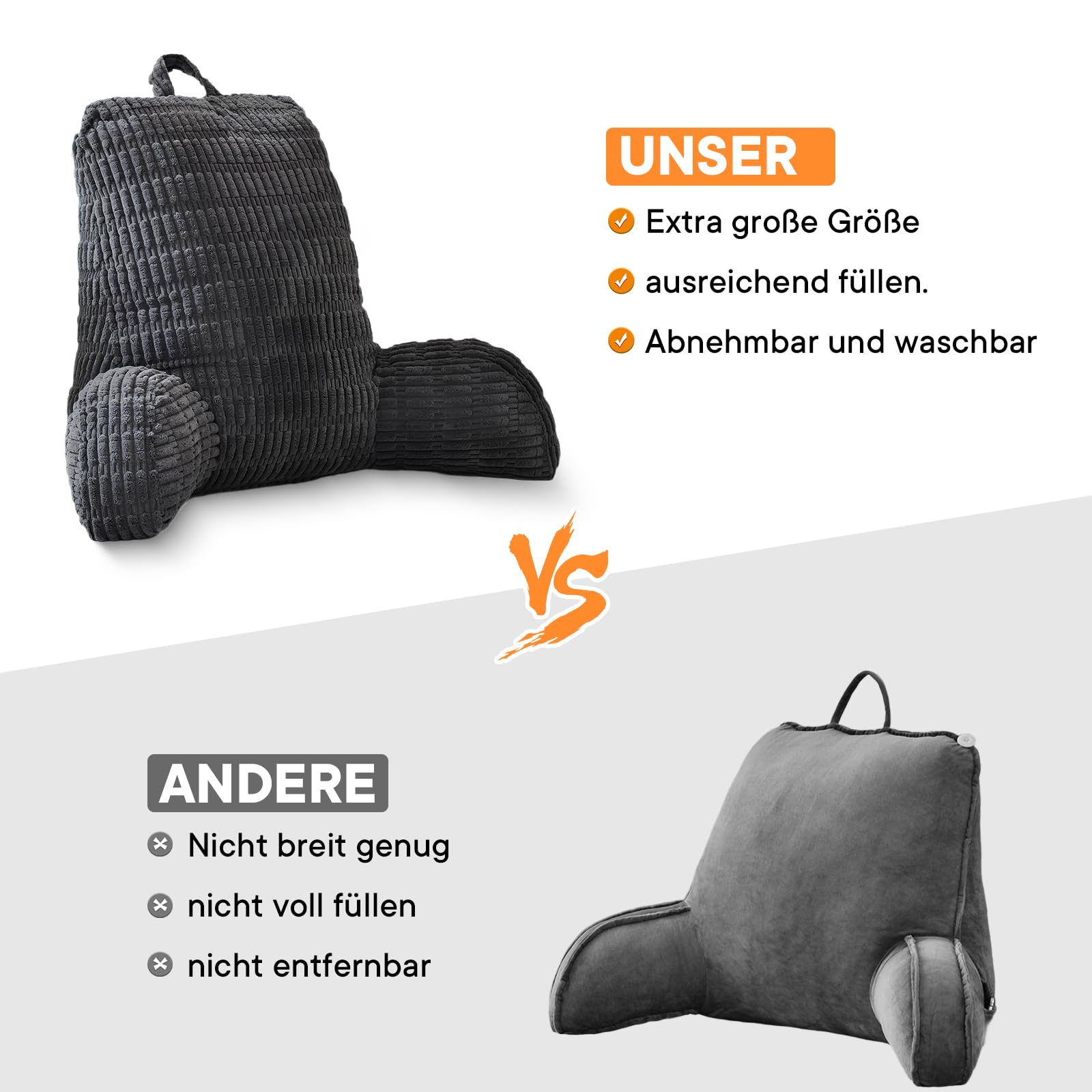 Lesekissen für Bett Und Sofa, Lesekissen mit RüCkenlehne für Erwachsene, Sitzkissen mit RüCkenlehne, RüCkenstüTze Geeignet zum Fernsehen, Lesen und Spielen mit Mobiltelefonen im Bett