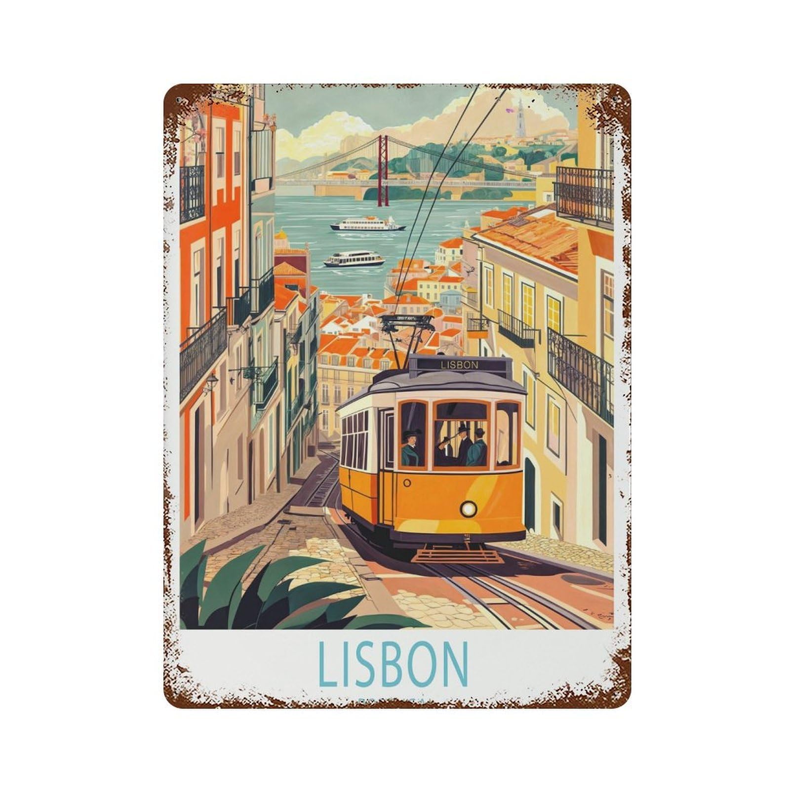 xiaoxiaoshen Lisbon Travel Portugal Wall Decor Art Metal Tin Poster Modern Home Decor Art Home Bar Shop Decorations Vintage Sign 40x30cm