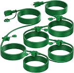 K KASONIC - Cord d'extension extérieur 50 FT, Éparpillé uniformément 6 Prises, 16/3 SJTW Fil multi-sorties imperméable pour la lumière paysagère, décoration de vacances et Noël, ETL Inscrit, Noir