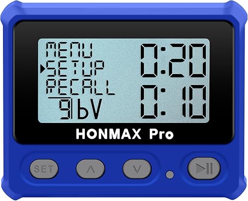 Temporizador de intervalo profesional 8100 y cronómetro, retroiluminación, carga USB-C, reloj (azul)