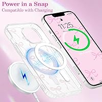 Vista 5 de UEEBAI - Funda magnética para iPhone 15, diseño de lazo, compatible con MagSafe, funda transparente delgada inalámbrica, antiamarilleo, a prueba