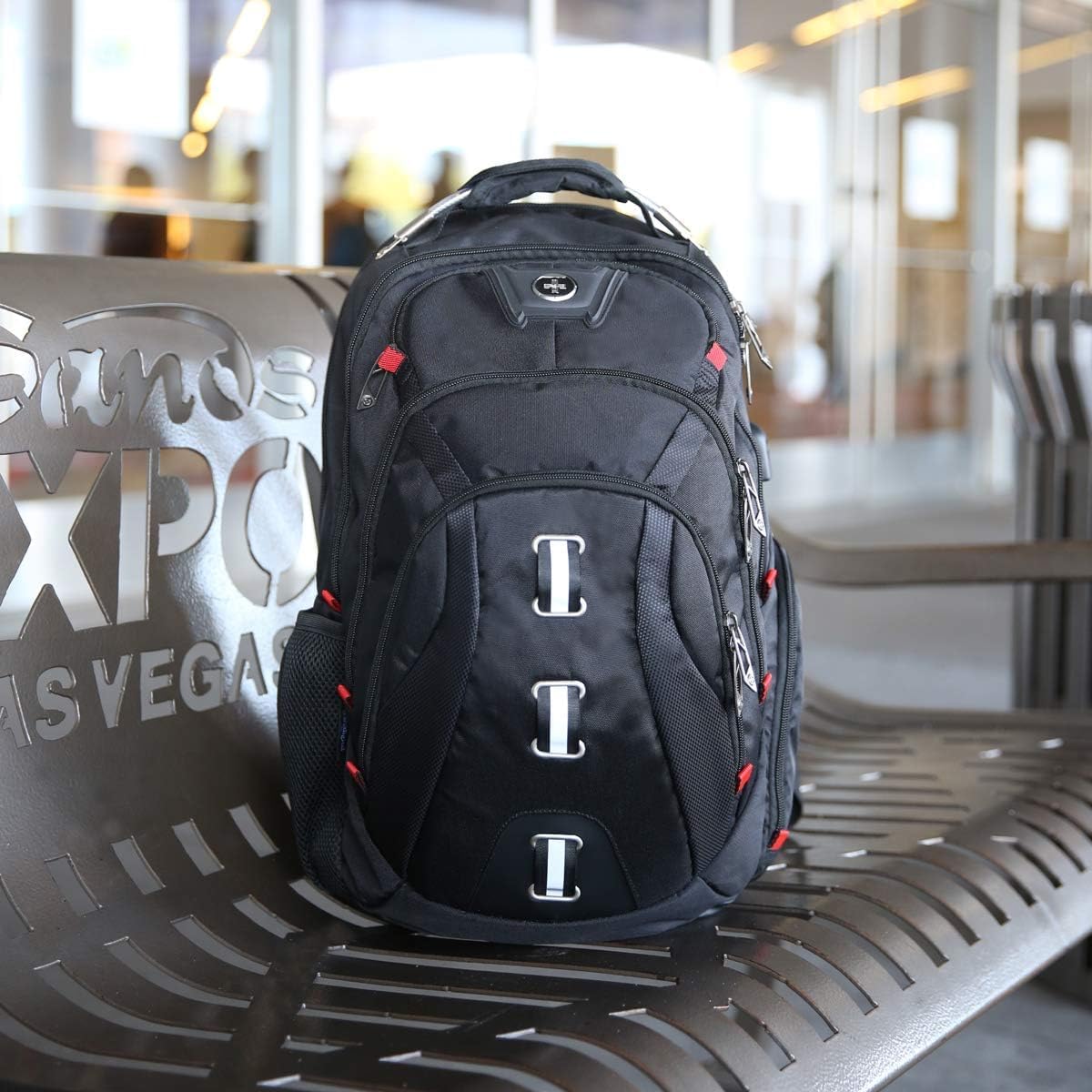 Swissdigital Design Travel Laptop Backpack, College Backpack For men with USB Charging Port Smart Bag with RFID Fits 15.6 Inch Notebook | PIXEL