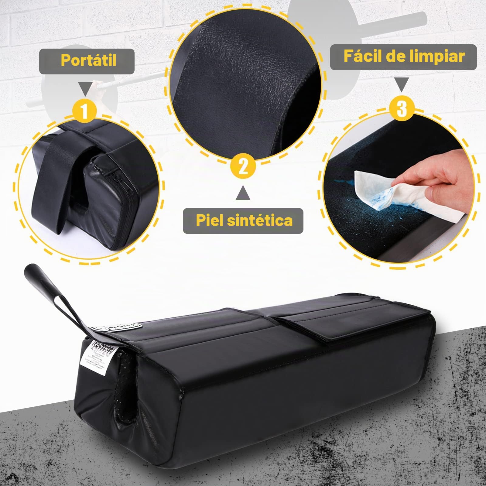 POWER GUIDANCE Almohadilla de Empuje de Cadera Cuadrada con Puntos Antideslizantes Integrados, Correas de Velcro integradas para Empuje de Cadera, Levantamiento de Pesas