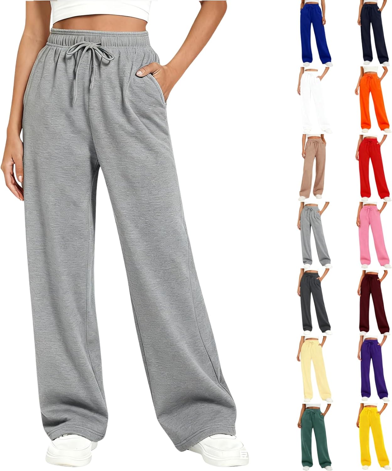 Women's Wide Leg Sweatpants Fleece Lined Baggy Sweat Pants Lounge Fashion Clothing Athletic Joggers with Pockets