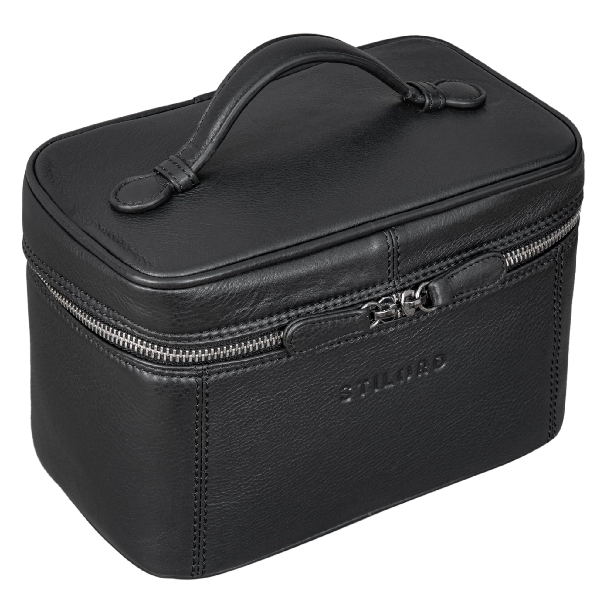 STILORD Aden Neceser de Viaje Grande Piel Bolsa de Maquillaje Bolso de Cosméticos Vintage Organizador Bolsa de Baño de Cuero Color:marrón - Medio