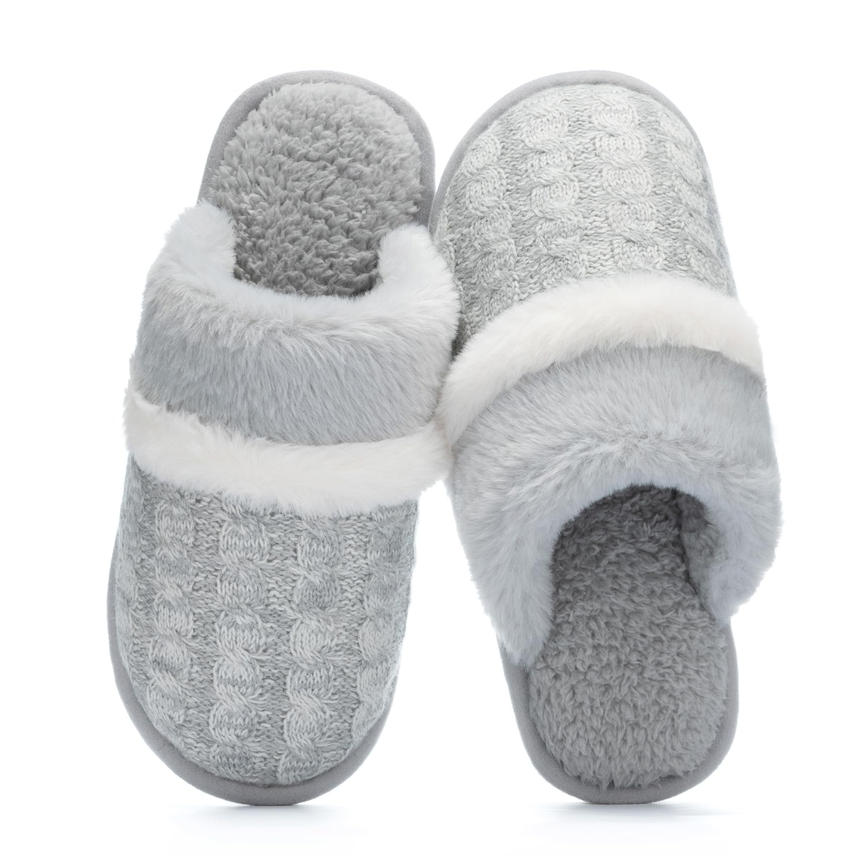 GOEWY Fuzzy Slippers for Women Indoor Outdoor with Memory Foam Cozy Shoes