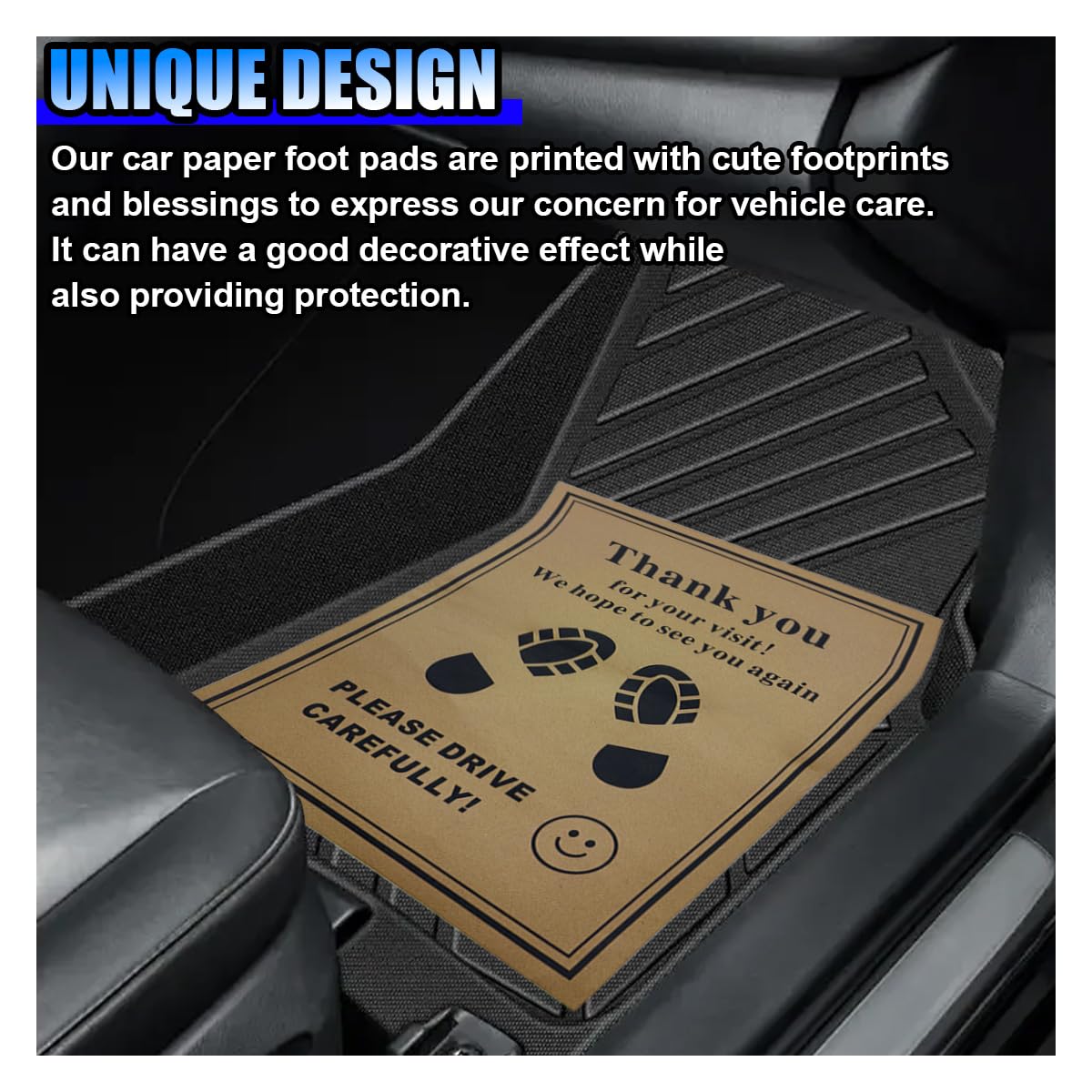 50PCS Car Kraft Paper Floor Mats Waterproof Floor Covers Car Carpet Protector Disposable Temporary Automotive Foot Pad Vehicle — view 4