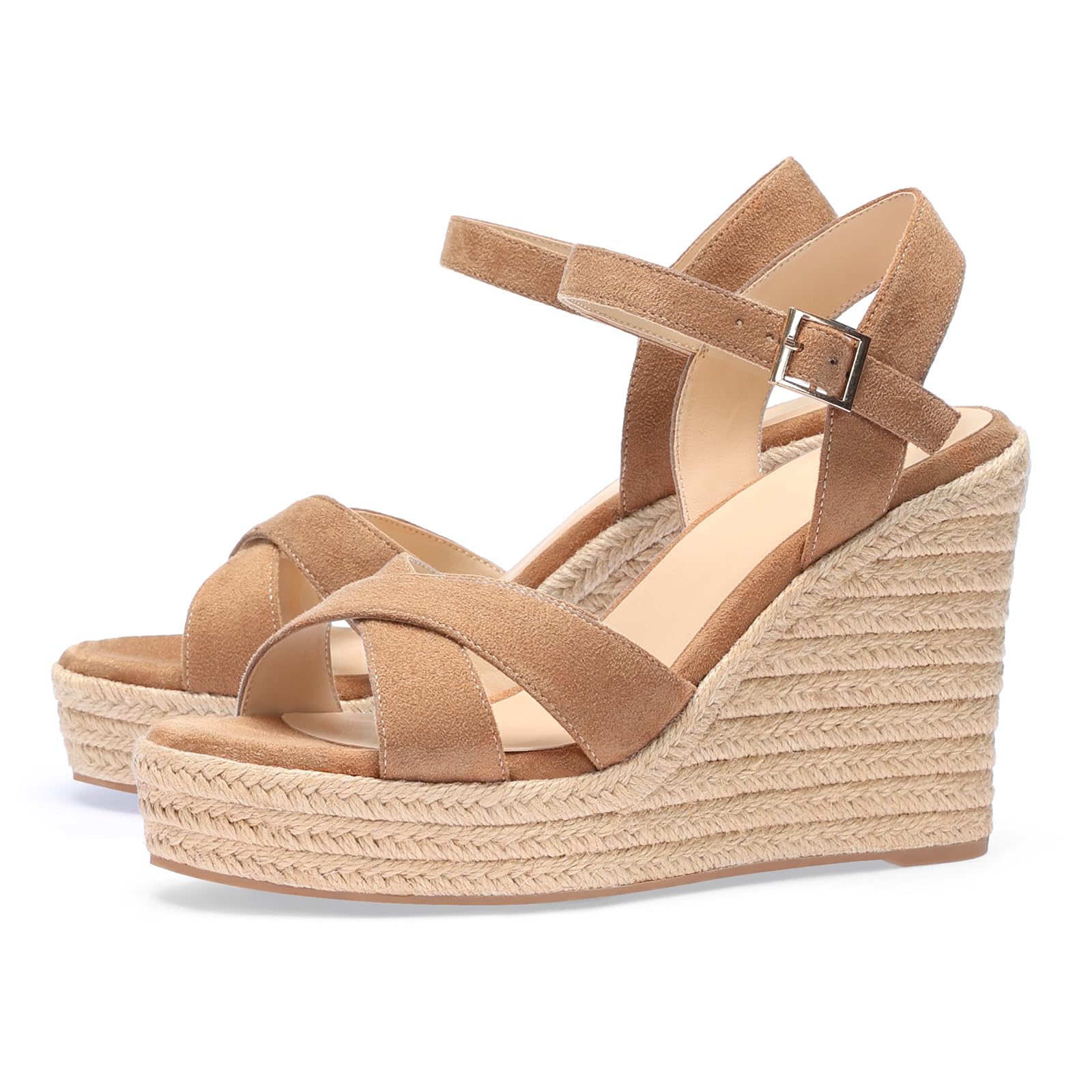 VICKI·VICKI Zeppe per le donne Sandali con plateau Tacchi con zeppa per sandali Comodi Espadrillas Estivi Scarpe con cinturino alla caviglia e punta aperta
