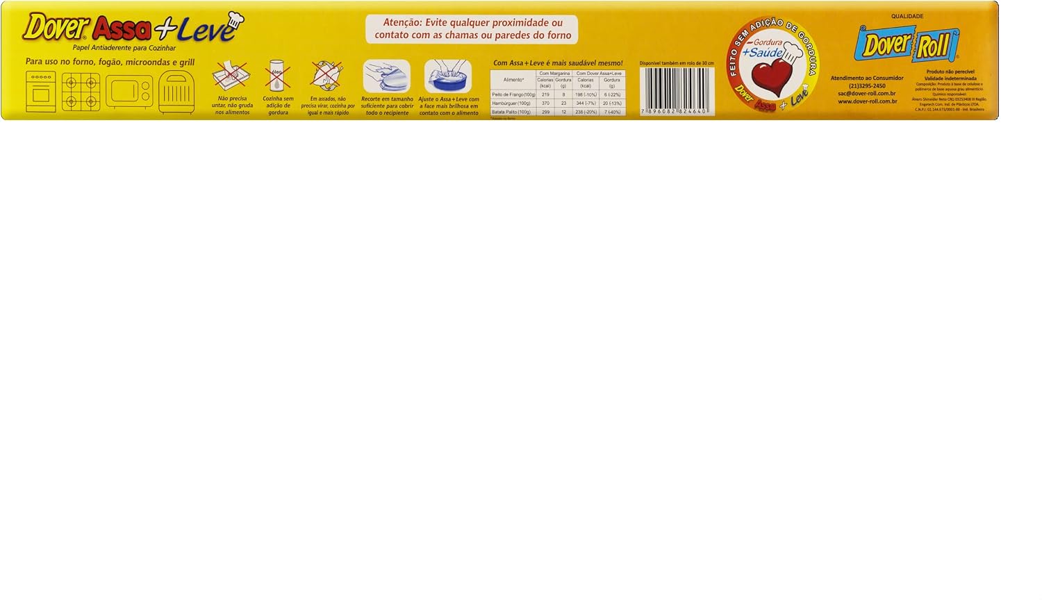 Dover Assa + Leve Papel Antiaderente Para Cozinhar Rolo De 40 Cm X 3 M