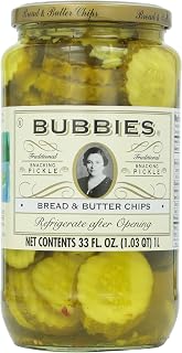 Bubbies Bread & Butter Pickles, 33 oz Jar - Gluten-Free Sweet Snack Bites for Sandwiches & Burgers