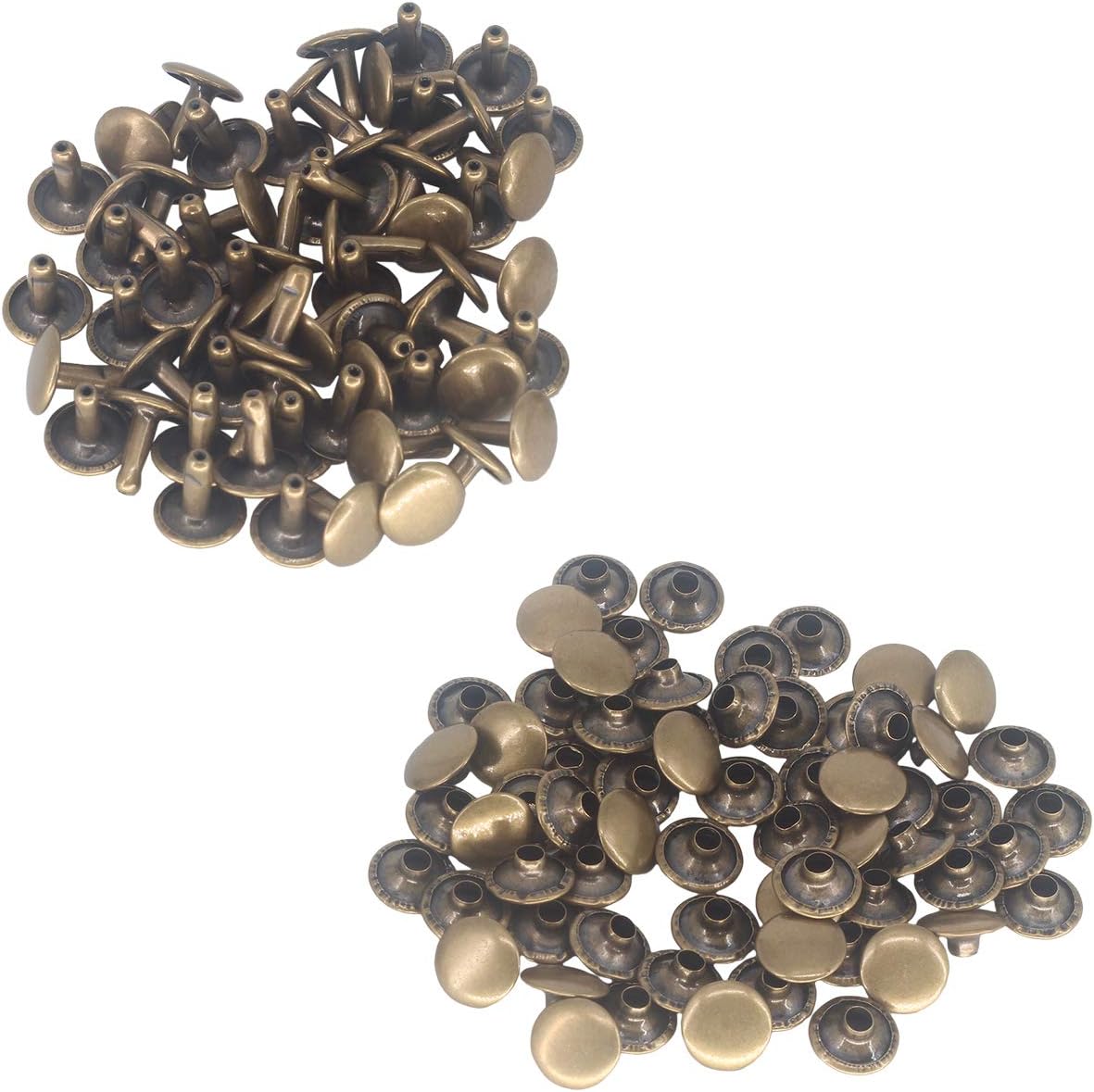 Trimming Shop Double Cap Rivets Leather Rivets Tubular Metal Studs for DIY Leathercrafts Clothing Repair & Replacement