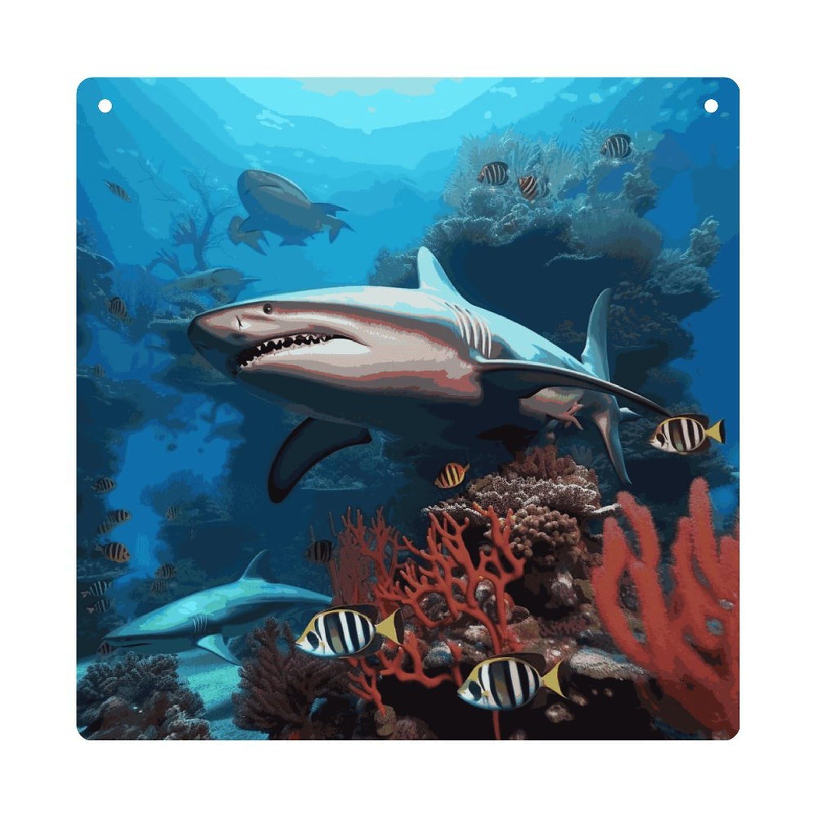 Adfgyerh Style Submarine Shark Coral Hanging Ornaments Window Hanging Modern Acrylic Decor For Living Room Bedroom Dining Room Hallway Office Wall Decor, 8X8 In