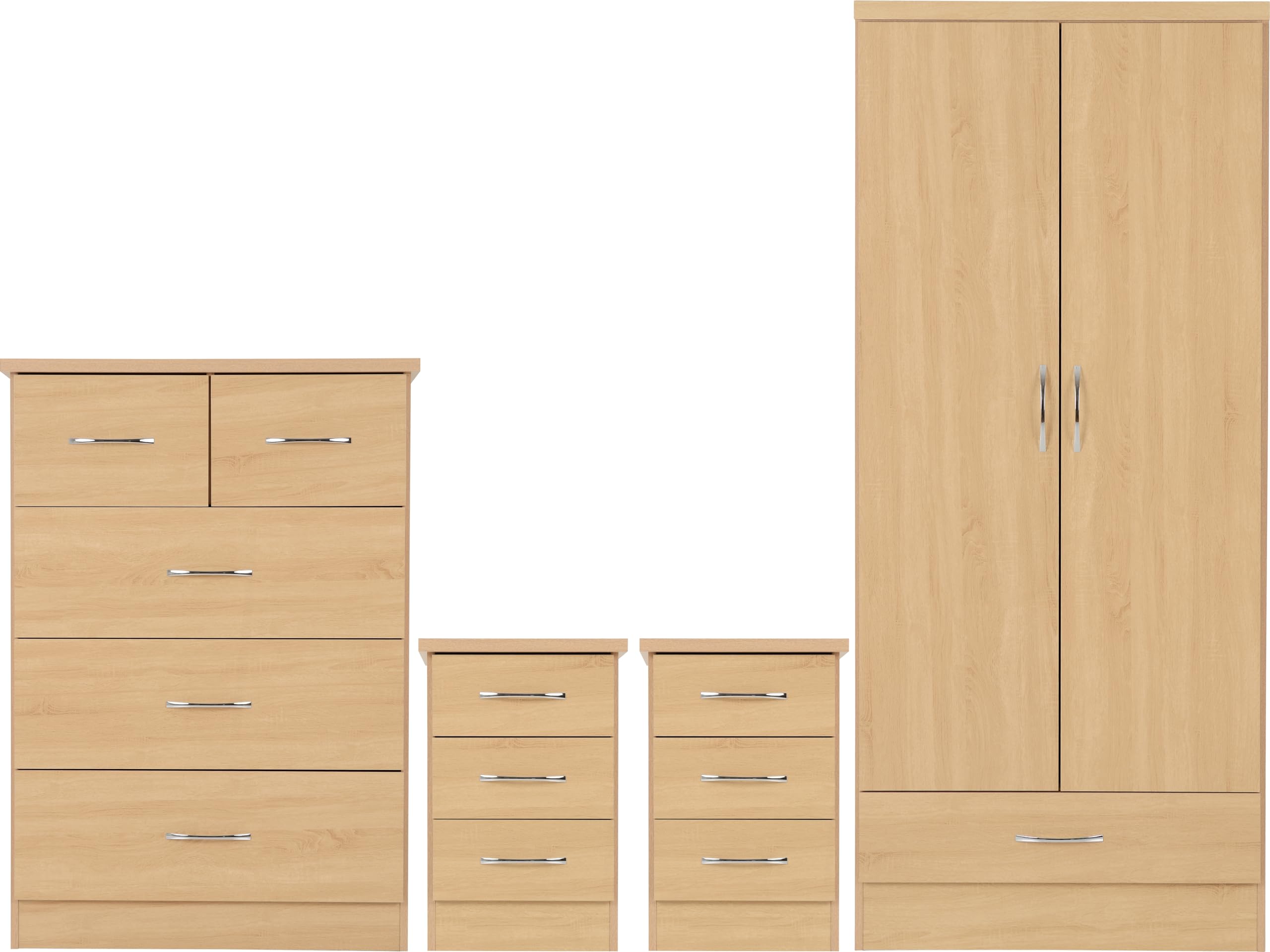 Seconique Nevada Nevada 2 Door 1 Drawer Wardrobe Bedroom Set - Sonoma Oak