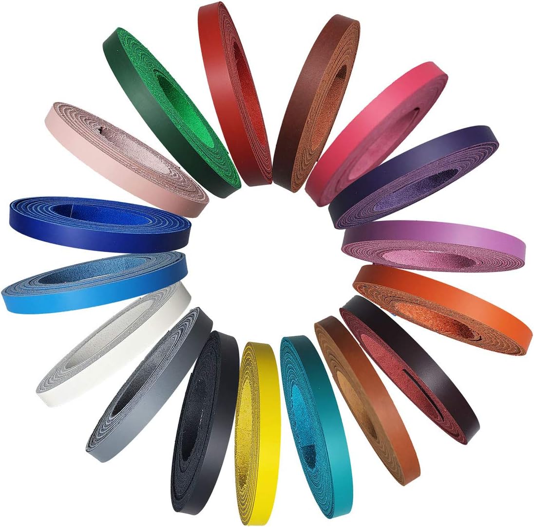 3/8 Inch Leather Strips Latigo - Leather Craft Projects - Strong Quality USA Made Leather Strips - Choose Your Color-Length - Pitka Leather