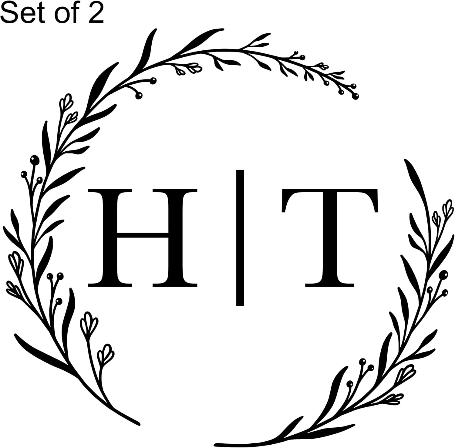Custom Cornhole Board Decals, Monogram Laurel Wreath Personalized Corn Hole Vinyl Sticker, Wedding Reception Lawn Games, Set of 2