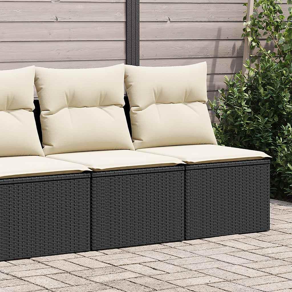 vidaXL 2-TLG. Garten-Sofagarnitur mit Kissen Schwarz Poly Rattan