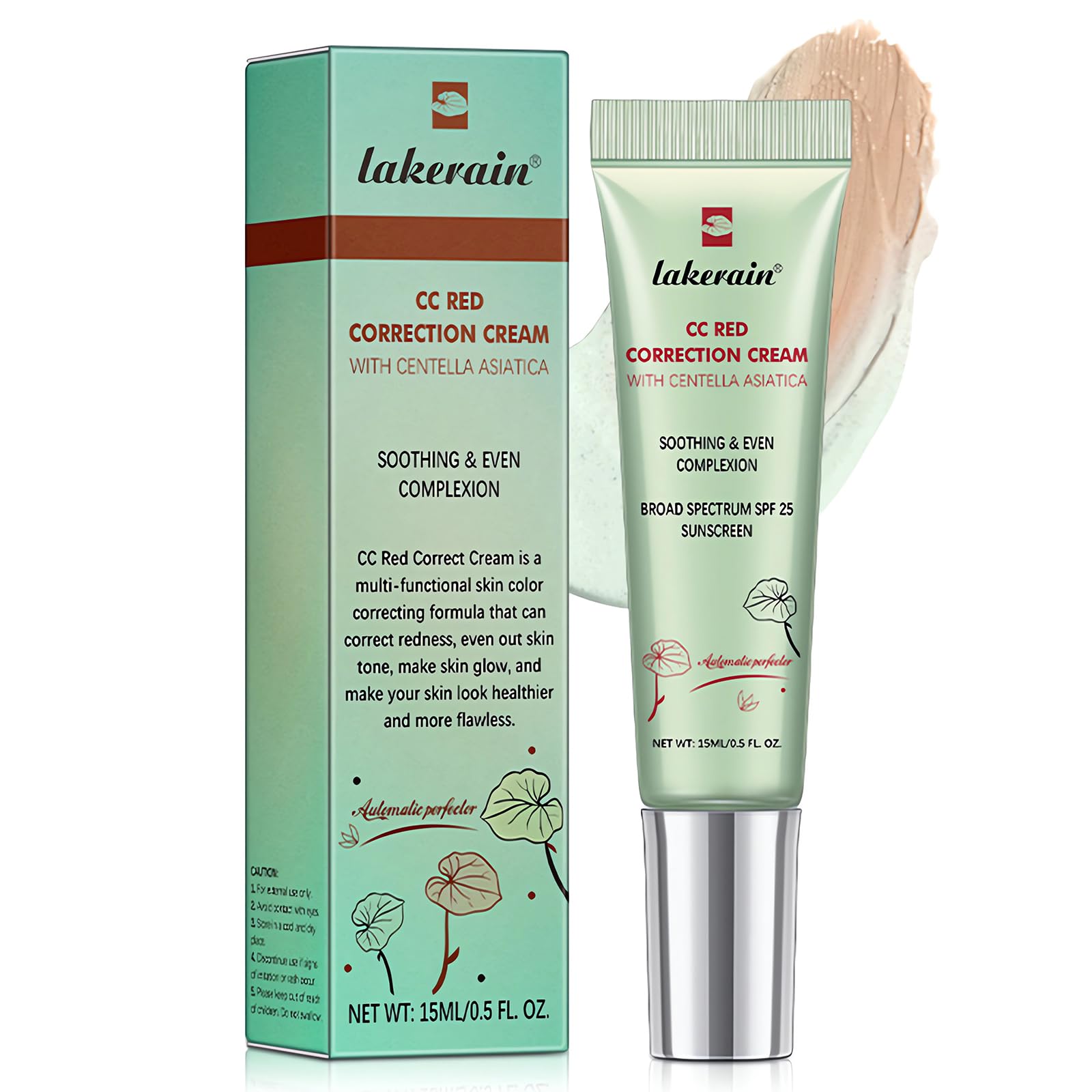 Centella Light CC Cream, Evens Out Skin Tone, Creates 3D Facial Contour, High Coverage, Soothes and Moisturizes, Korean CC cream for Dry and Sensitive Skin, SPF25+, 0 Defects