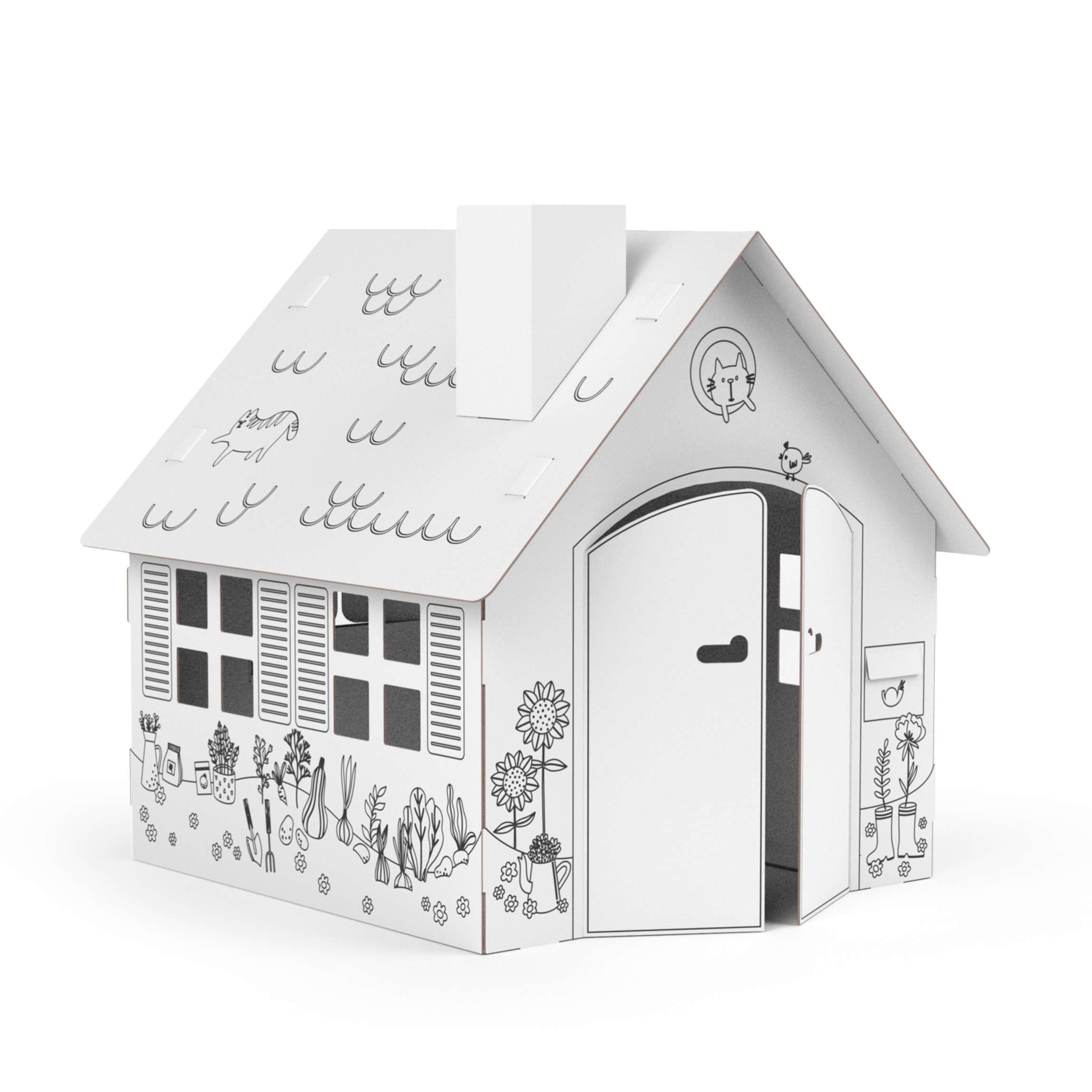 Spielhaus XXL 1,2 x 1,15 x 1,13 m aus Pappe Pappspielhaus Karton Haus zum Ausmalen