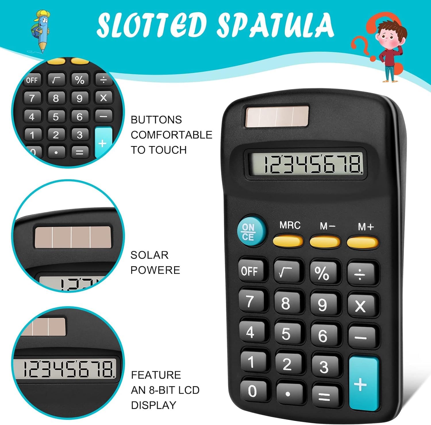 Paquete de 24 calculadoras básicas para estudiantes, tamaño de bolsillo, mini calculadoras con pantalla de 8 dígitos, calculadora básica, batería solar, calculadoras de mano de doble potencia para