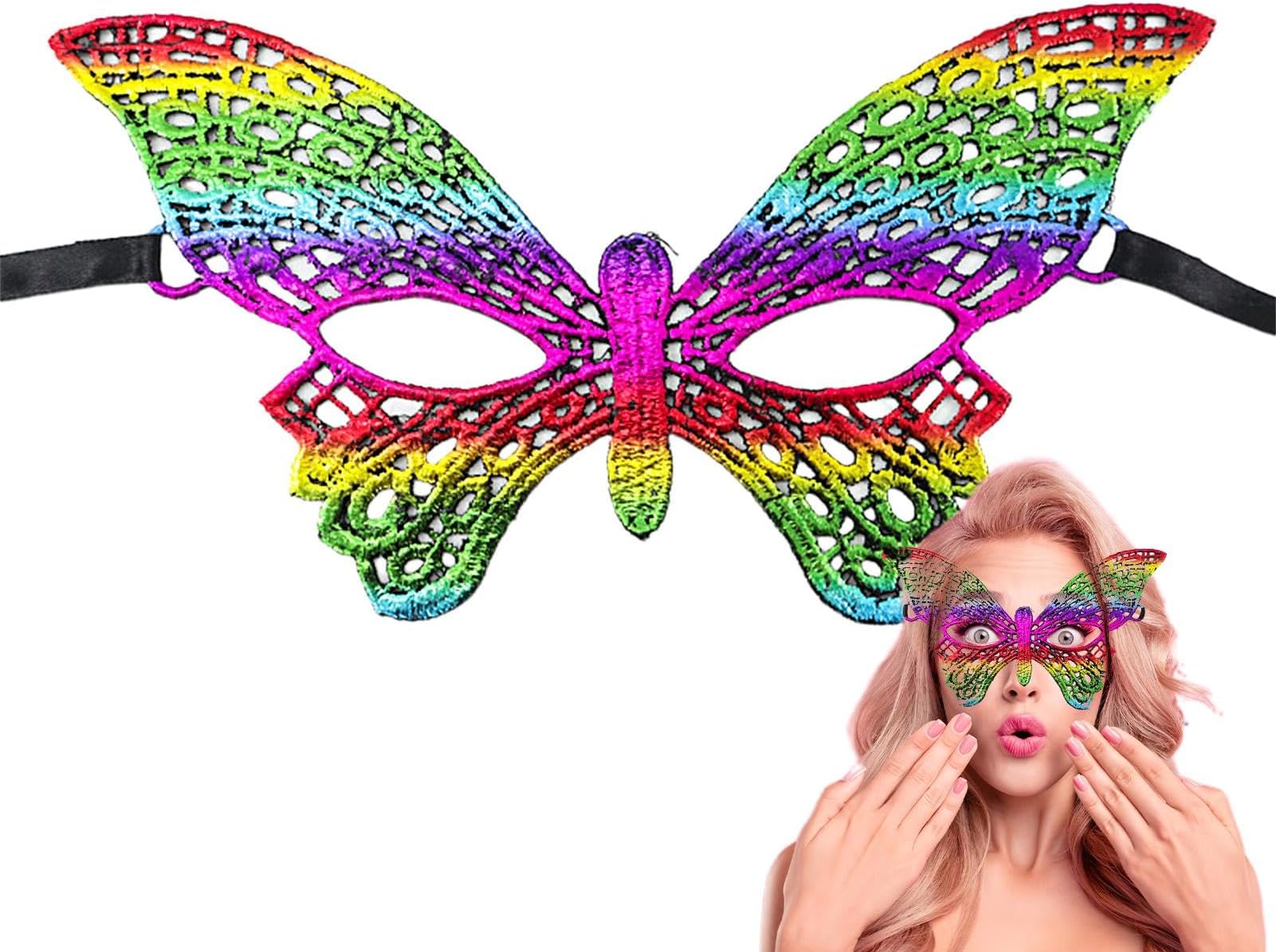 Sexy Lace Face Cover,Halloween Face Cover - Sexy Lace Colorful Half Face Cover,Comfortable Party Glasses with Bow for Costumes