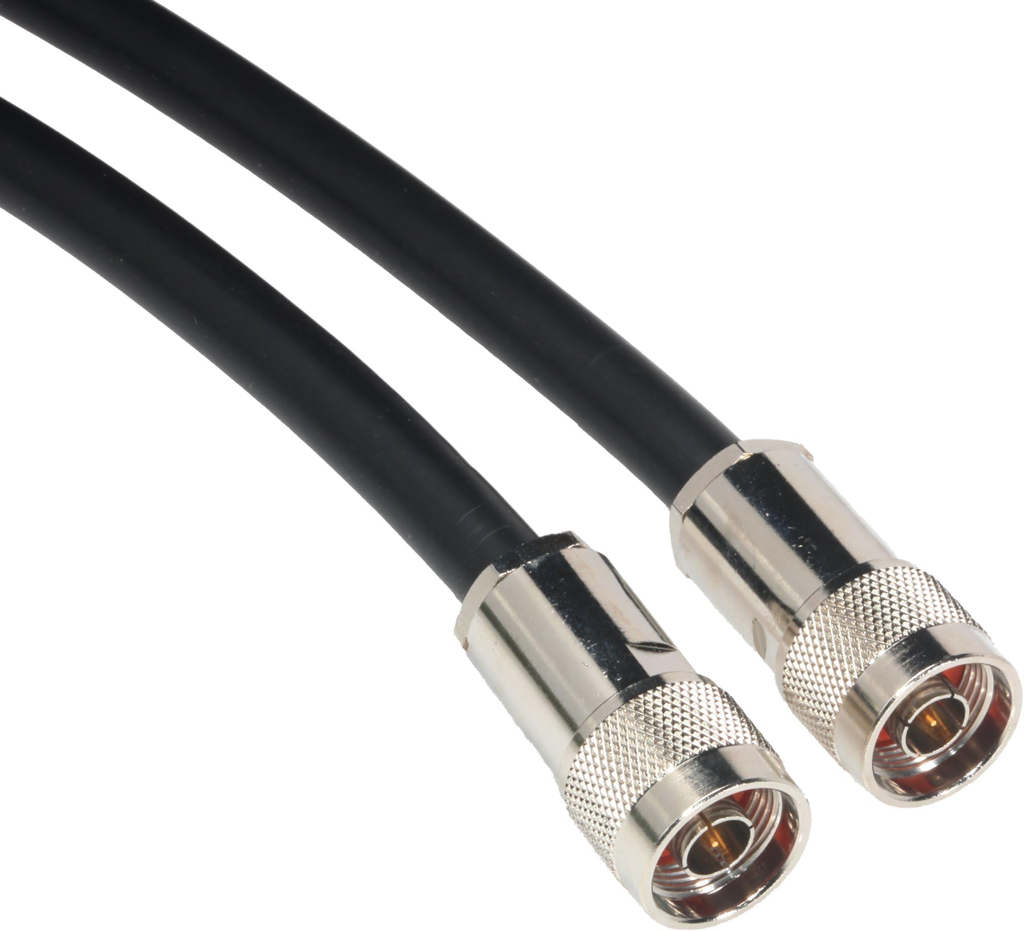 Amphenol CO-213NTYPEX2-005 Black RG213 Low Loss Coaxial Cable, Type N Male to Male, 5'
