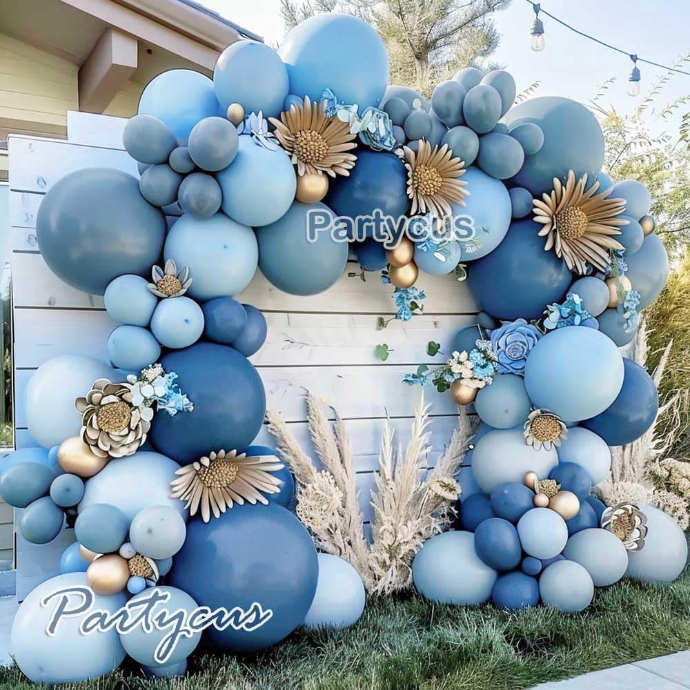 Dusty Blue Balloon Arch Kit, Double Stuffed Dark Light Blue Pastel Latex Balloon Garland for Baby Shower Birthday Bridal Wedding Easter Valentine Party Decoration