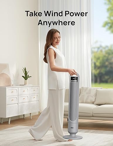 Miniatura 7 de Dreo Ventilador de torre para dormitorio, ventilador oscilante de 90, ventilador de pie con 3 modos, 4 velocidades, ventiladores de enfriamiento con