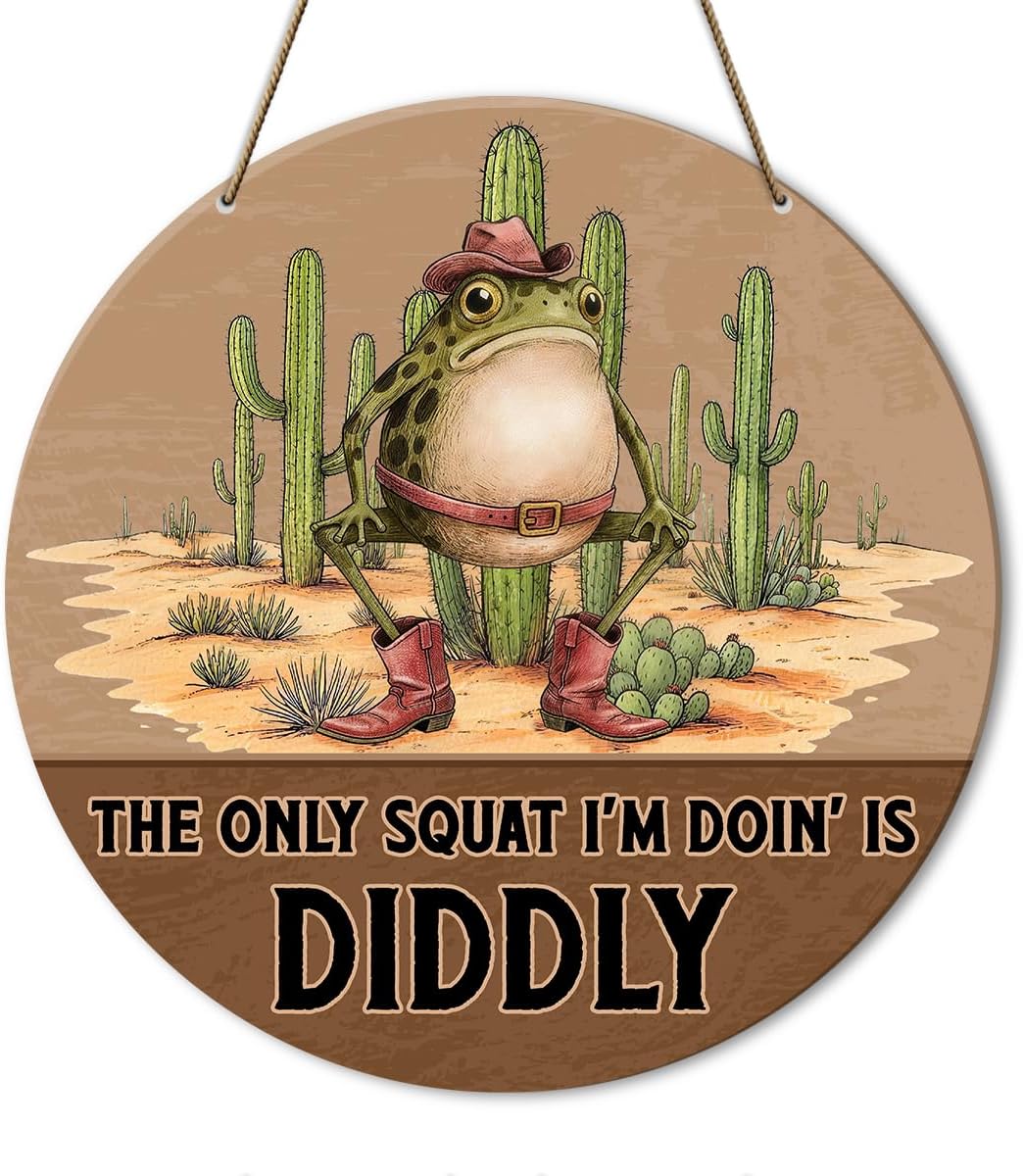 Funny Gym Humor Wooden Hanging Sign for Home Workout Fitness Room Inspirational Quote Decorations, Squat Workout Sport Lover GIfts for Women Men, I'm Doin' Is Diddly