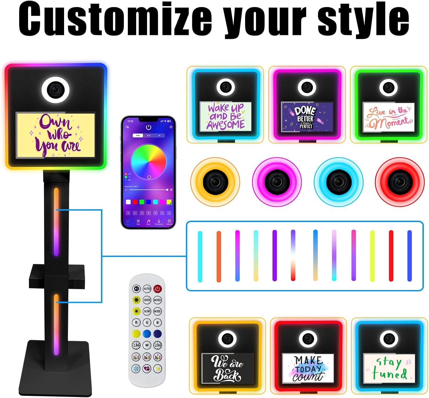 Mirror Photo Booth with Camera and Printer,15.6" Interactive DSLR Photo Booth with Flight Case,Remote Control RGB Light,Instant Printing for Wedding Parites(Black)