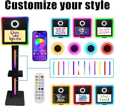 Mirror Photo Booth with Camera and Printer,15.6 Interactive DSLR Photo Booth with Flight Case,Remote Control RGB Light,Instant Printing for Wedding Parites(Black)