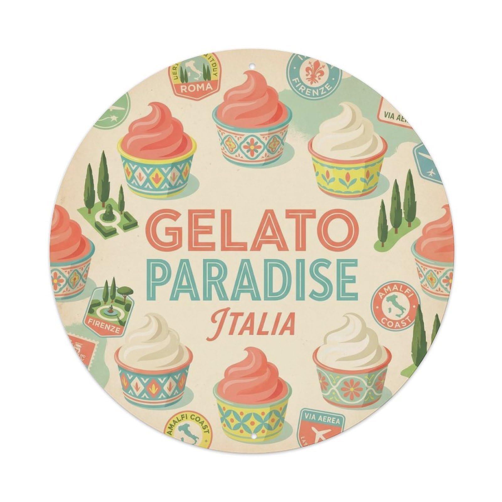 Classic Gelato Ice Cream Travel Cuisine Parlor Metal Tin Sign