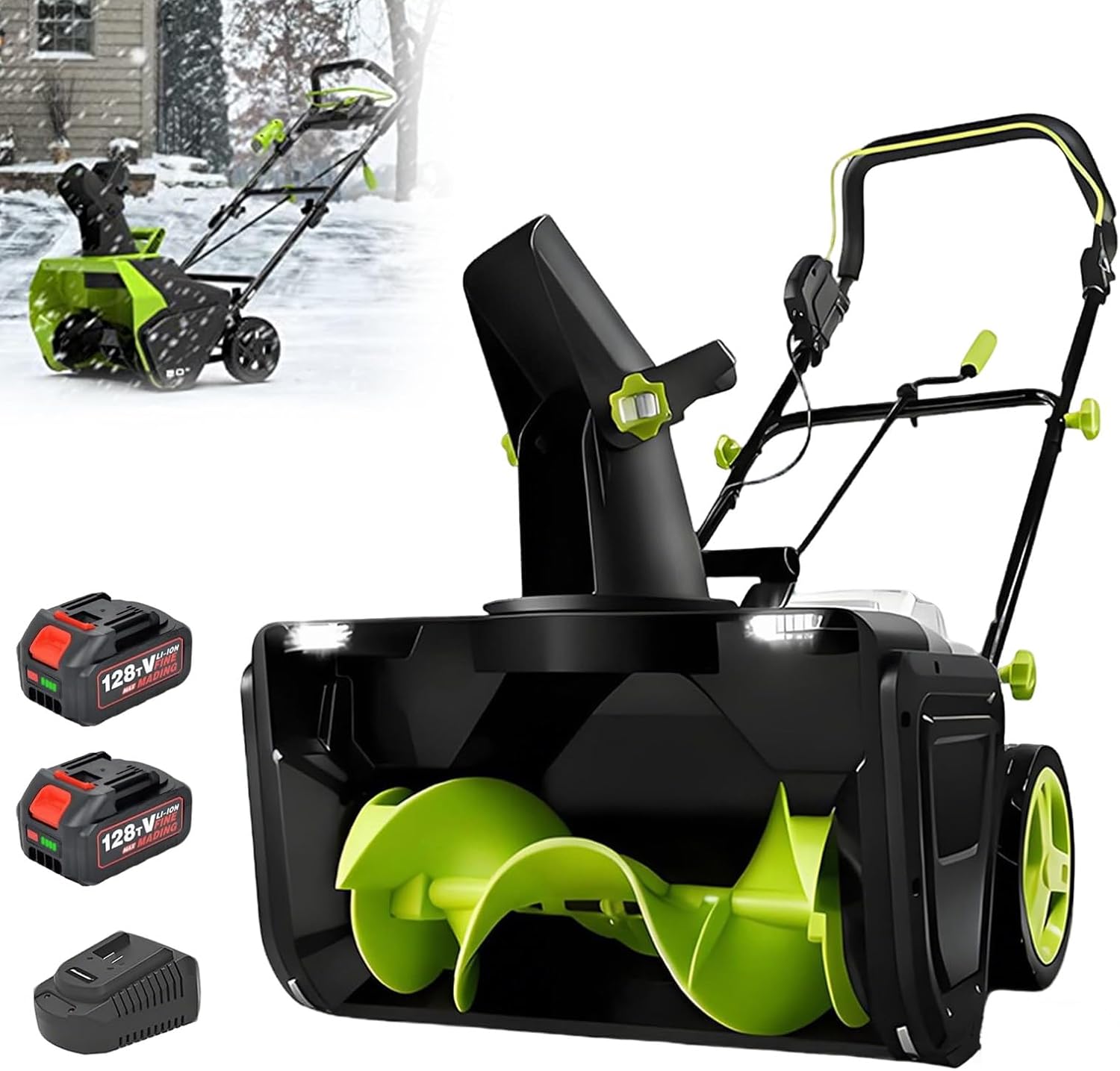 Cordless Snow Blower, 3500W Brushless Motor, 180° Adjustable Snow Throwing Direction, Clearing Width 50cm/20in, Throwing Distance 7.6m/25ft, for Driveways and Patios