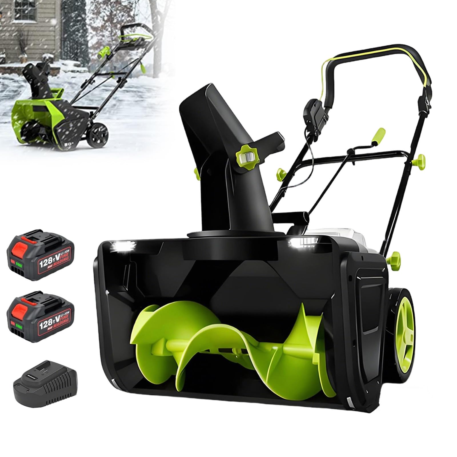 Spazzaneve Senza Fili, Motore Brushless 3500W, Direzione di Lancio Regolabile a 180°, Larghezza di Spazzolamento 50cm/20in, Distanza di Lancio 7.6m/25ft, per Viali e Terrazze