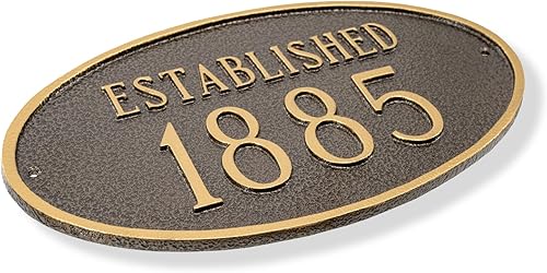 Miniatura 2 de Placa de pared ovalada histórica personalizada de metal fundido - Alrededor, establecido, fundado o construido - Letrero de fecha personalizado para
